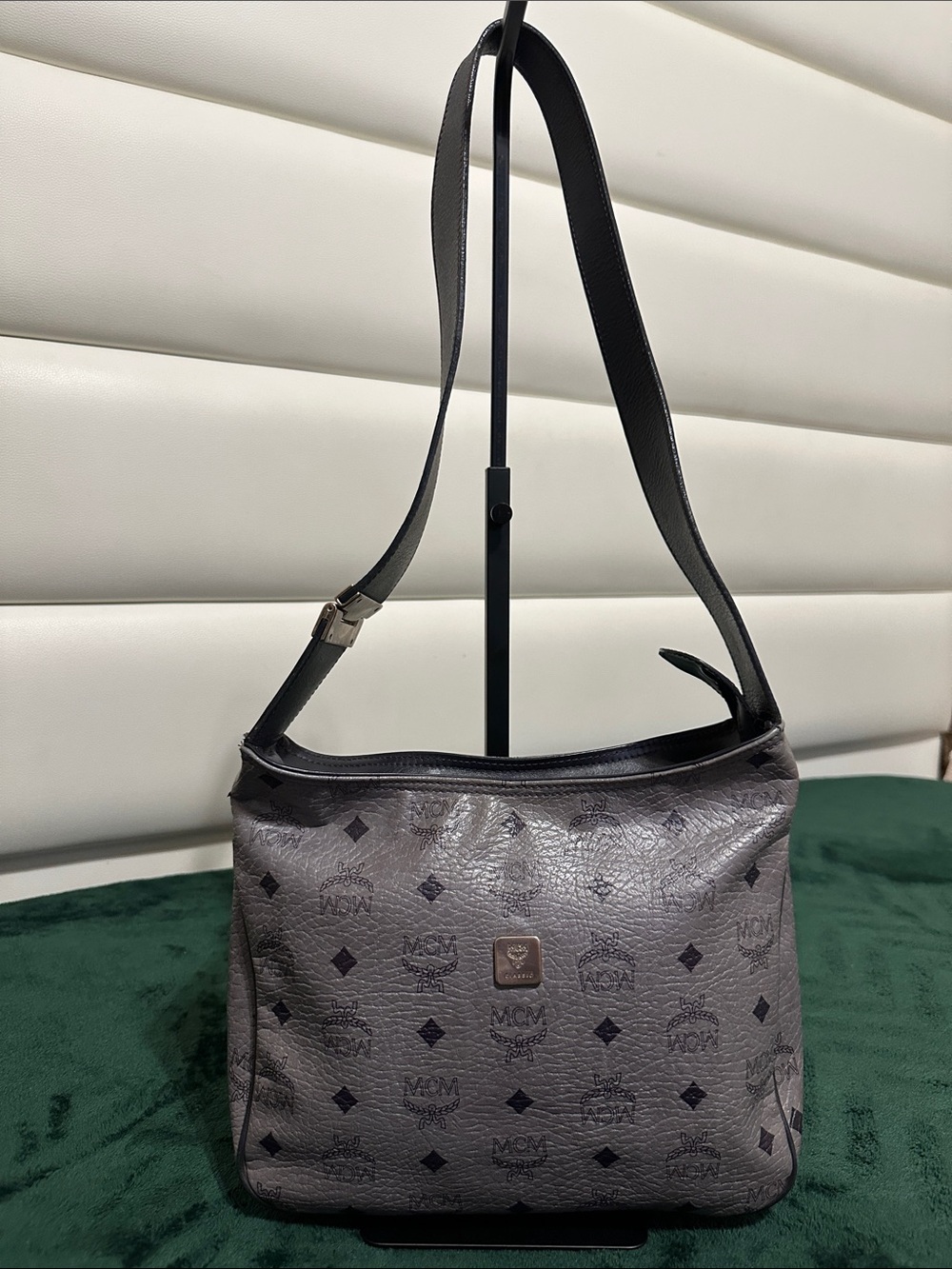 MCM Gray Monogram Shoulder Bag